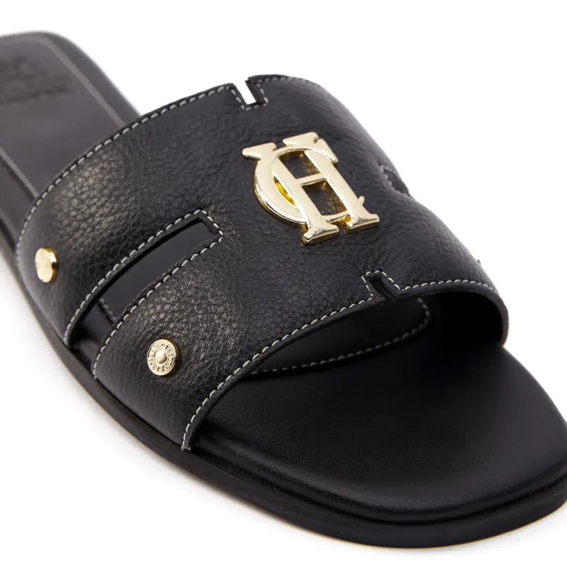 Holland Cooper Monogram Slides - Black Leather-2